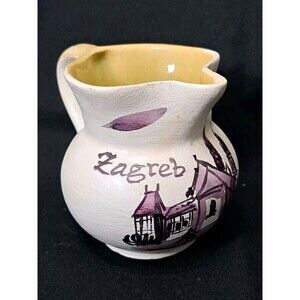 Mini Pottery Creamer Pitcher Handpainted Zagreb Croatia